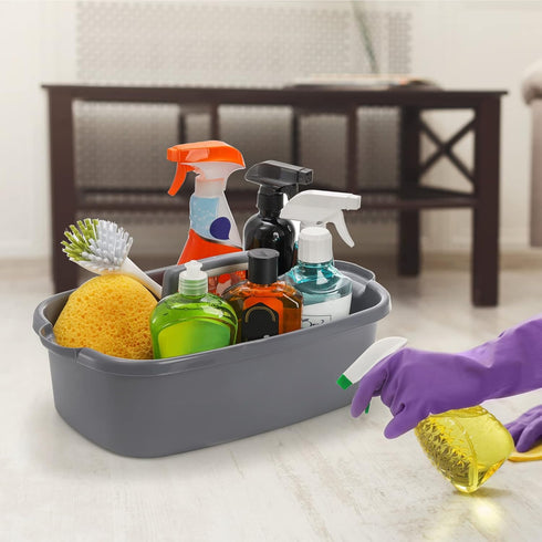 2 Pack TOPZEA Cleaning Supplies Caddy, Large Plastic Cleaning Supply Organizer Bin with Handle, Cleaning Bucket