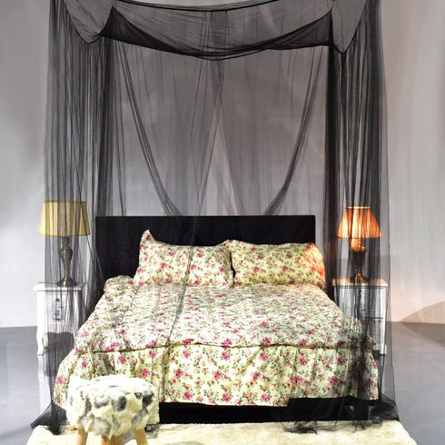 Goplus Mosquito Net - 4 Corner Post Bed Canopy for King & Large Queen Size Beds - Black