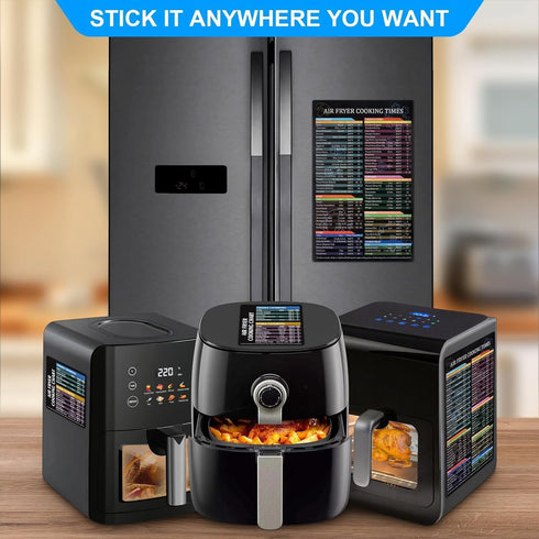 Air Fryer Cheat Sheet Magnetic Cooking Times Chart, Recipe Card, Meat Temp Guide for Airfryer Oven Cooking