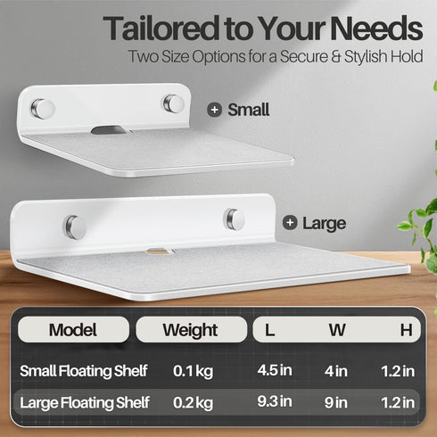 TNP Products 9" (2 Pack, TNP Speaker Shelf Wall Mount - Small Floating Shelf Stand w/Anti Slip for Rear Wireless