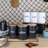 SOTECH Metal Food Storage Jar Set of 3 - Farmhouse Coffee Canisters with Bamboo Lids for Kitchen Decor