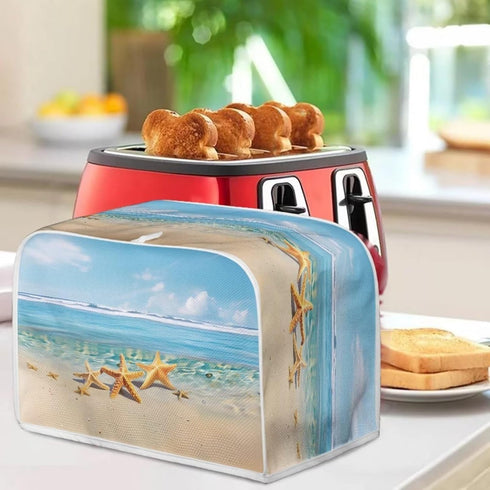 Beach Starfish Print Toaster Cover, Anti-Dust and Fingerprint, Decorative Kitchen Small Appliance Cover