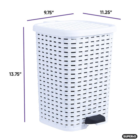 Superio Wicker Trash Can, 3.1 Gallons, White