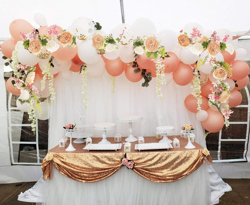 6 Ft Artificial Peony Garland with Mixed Flowers and Green Leaves for Wedding, Home Party Decor