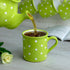 City to Cottage Handmade Lime Green and White Polka Dot Ceramic Extra Large Mug, 17.5oz/500ml