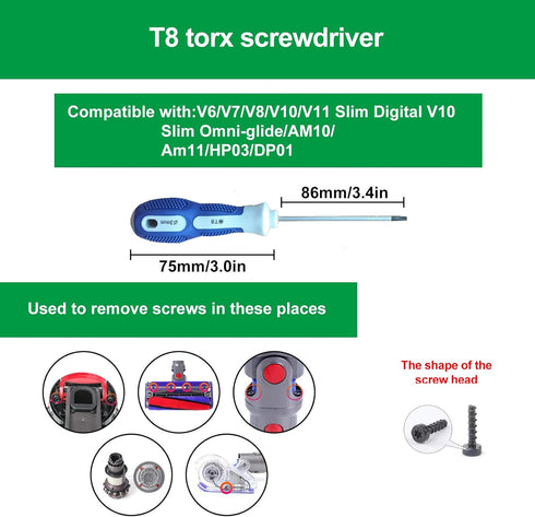 Screwdriver Set for Dyson V6 V7 V8 V10 V11 V15 Vacuum Cleaner, Cleaning Kit for Maintenance and Repair Disassembly