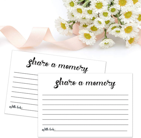 50 Share a Memory Cards, 4x6 Inch, Going Away Party Decorations, Funeral Guest Book for Celebration of Life
