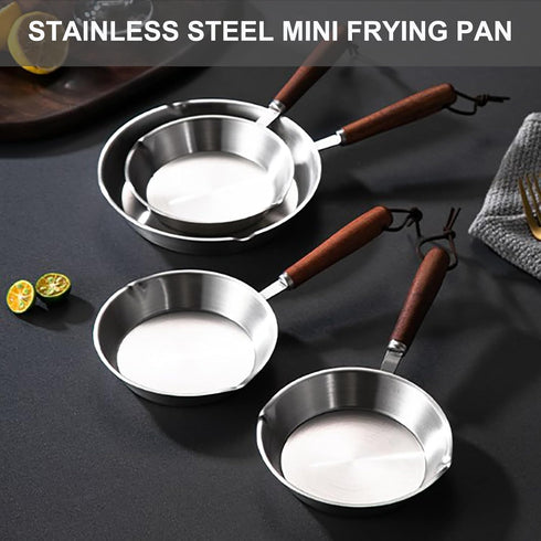 Luqeeg Stainless Steel Frying Pan, Mini Non Stick Fry Egg Pan, Compatible with Induction Stoves, Gas Stoves, Skillet with Ergonomic Handle for Household & Restaurant (16CM)