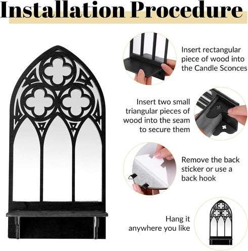 Set 2, Gothic Sconces Wall Decor of Arched Church Wall Sconces Decorative Gothic Wall Decor for Living Room, Bathroom