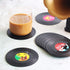 Funny Retro Vinyl Record Coasters for Drinks with Vinyl Record Player Holder for Music Lovers, Set of 6 Conversation