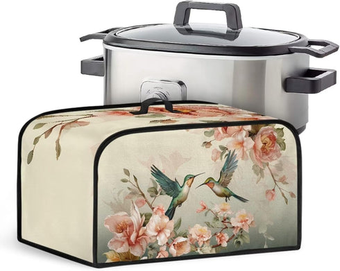Hummingbird Slow Cooker Cover, Flower Dust Covers for Kitchen Appliances, Insulated Cooker Appliance Cover