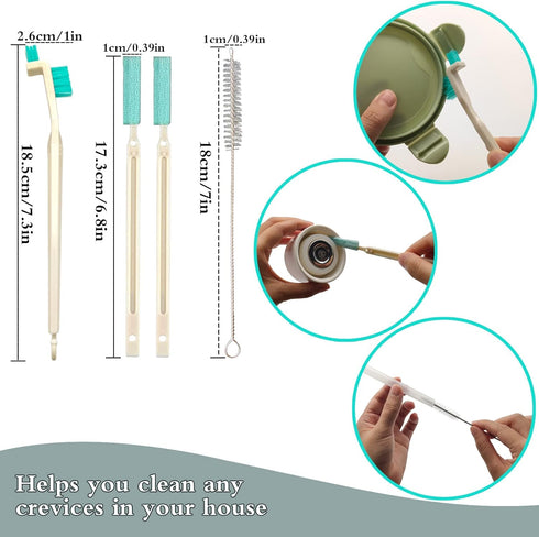 18 Pcs Small Household Cleaning Brushes by ELEMGULY,Deep Detail Crevice Brush Set for Hole, Gap, Corner, Space, Micro Crevice Scrub Cleaner Tool for Bottle, Keyboard, Window, Door Track,2 Sets by ELEMGULY