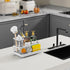 Cisily White Sink Caddy, Kitchen Sink Organizer with Removable Drip Tray, 304 Stainless Steel Dish Soap Holder