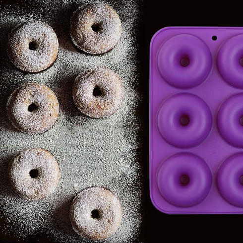 6-Cavity Silicone Donut Mold, Non-Stick Bagel Mold, Food Grade Silicone, BPA Free, 3 Pcs