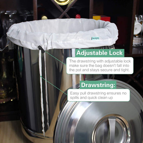 2 Pack 250 (2 pack-16"11"/18"16") Brew Bags Reusable Micron Fine Mesh Bag for Fruit Cider Apple Grape Wine Press