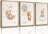 3Pcs Teddy Bear Nursery Wall Art Bear Sleeping on The Moon and