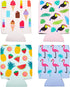 BLUE PANDA Neoprene Can Cooler Sleeves - 12-Pack Summer Gift for Teacher, 4 Tropical Designs, Fits 12 Oz