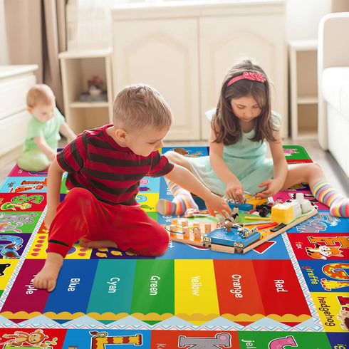 59x 39.4 inch Baby Play Mat Kids Rug for Playroom, Playtime Collection ABC, Numbers, Animals, Rainbow and Shapes