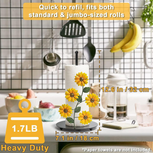 BESZONE Sets Countertop Country Counter Sunflower Paper Towel Holder Sunflower Kitchen Decor and Accessories Yellow