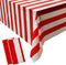 Peony Man 2 Pieces Red and White Striped Tablecloth - Plastic Waterproof Table Cover for Holiday Party Decoration