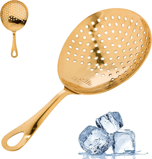 A Bar Above Gold Julep Strainer, Premium 304 Stainless Steel Cocktail Strainer, Bartender Mixing Tool for Home Bars