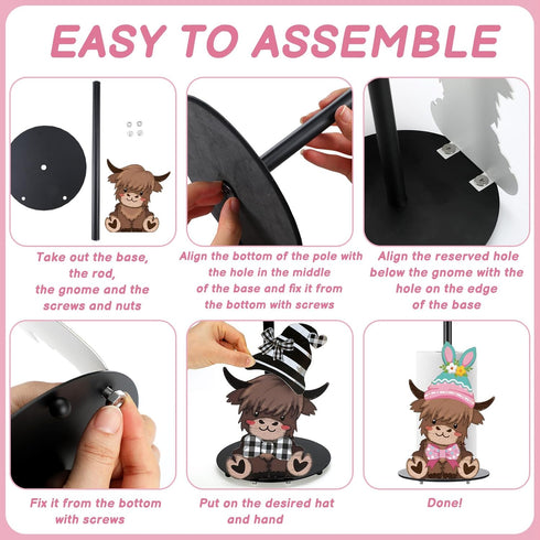 Otoolling Countertop 15 Set Holiday Interchangeable Paper Towel Holder Highland Cattle Metal Stand Towels Paper Holder