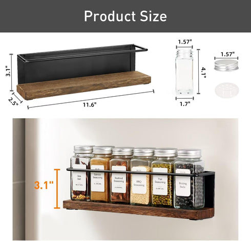 24 216 1 Set Magnetic Spice Rack with Jars, Labels, Steel Funnel for RefrigeratorMicrowave Oven - Full of Spice