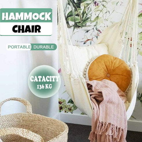 Hammock Hammock 300Lbs Hammock Chair Hanging Rope Swing Seat for Indoor Outdoor, Sturdy Cotton Weave Swing, Max Hanging