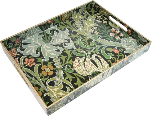 Spsyrine Serving Tray with Handles, Plastic Decorative Tray for Coffee Table, Living