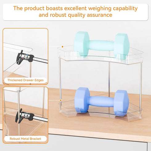 Yieach 2 Counter Countertop,Two Tier Corner Bathroom Organizer,Clear Sink Shelf,Bathroom Corner Organizer and Storage
