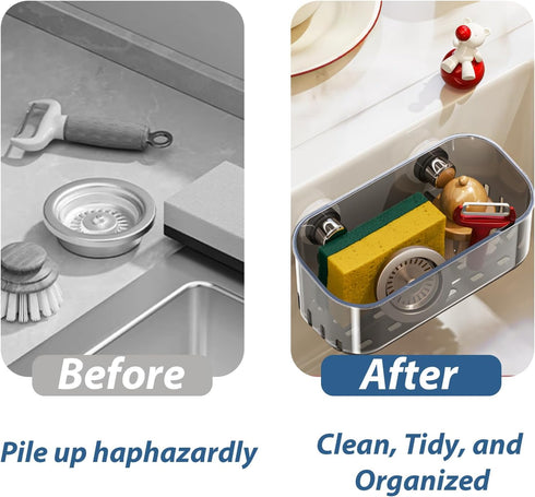 GHYFFF Sponge Holder with Strong Suction Cup, Dish Sponge Caddy Inside Sink Removable,Kitchen Sink Caddy Organizer