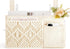 Mkono Boho Macrame Bedside Caddy Hanging Organizer, 4 Pockets for Remote, Magazine, Accessories, Fixed Straps and Hooks