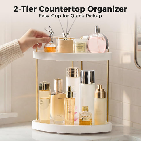 2-Tier Countertop Counter Vtopmart Bathroom Corner Organizer, Vanity Dresser Tray Shelf for Skincare, Perfume, Makeup