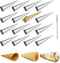 16 Pcs Cream Horn Molds with Cleaning Brush, Stainless Steel Cannoli Forms for Baking, 5-inch Large Size