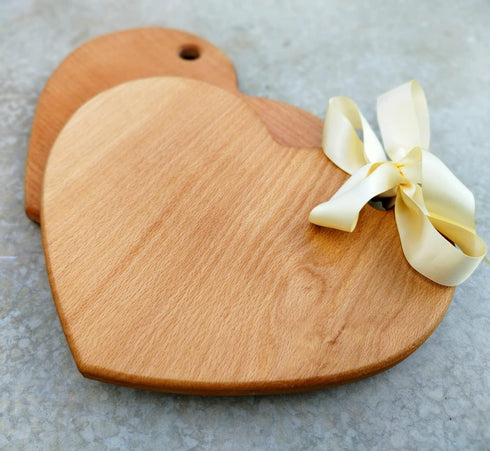 Heart Shaped Cutting Board, 11” x 9” Solid Wood Decorative Serving Board for Cheese, Bread, Snacks