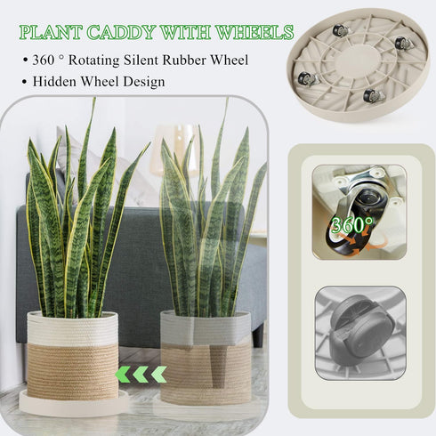2 Pack Wheels,14" 165 LBS 360 Plant Caddy with Rolling Plant Stand Heavy Duty with Hidden Rotating Silent Wheel Wheels