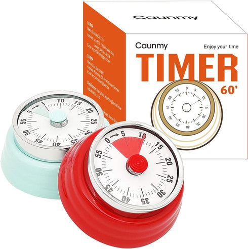 Mechanical Timer - 60 Minutes Visual Countdown Timer for Cooking, Classroom, Game, Study, with Magnetic Alarm Clock.
