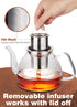 6 1000ml 33.8oz TETWIN Glass Teapot Including Blooming Flower Tea Balls, Stovetop Safe Tea Pot with Removable Infuser