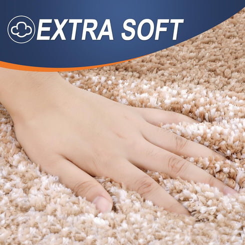 OLANLY Extra Soft Bathroom Rug Mat 30x20, Absorbent Microfiber Non-Slip Plush Shaggy Bath Carpet, Beige