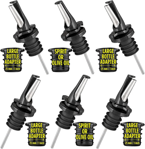 3-in-1 Liquor Pour Spout with Built-in Fruit Fly Protection, Dishwasher Safe Hygienic Alcohol Speed Spouts - Black 6