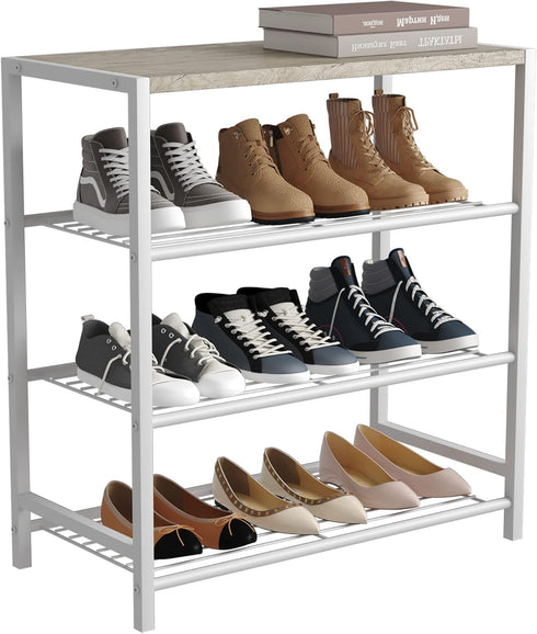 HOMEFORT 4-Tier Shoe Storage Shelf, Industrial Narrow Shoe Organizer for Closet Entryway, Small Shoe Rack Table