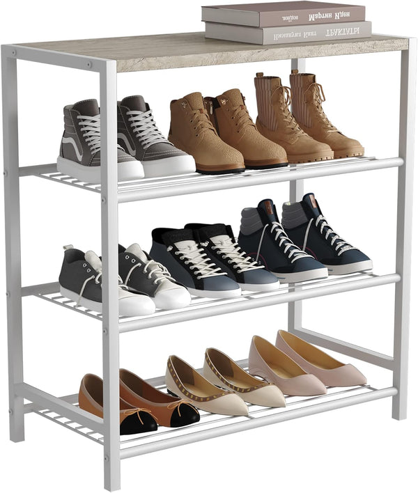 HOMEFORT 4-Tier Shoe Storage Shelf, Industrial Narrow Shoe Organizer for Closet Entryway, Small Shoe Rack Table