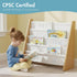 4-Tier Humble Crew Kids Bookshelf, Natural Wood/White - Premium Book Shelf for Kids Rooms with Four Deep Pockets