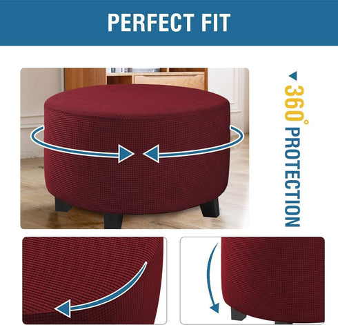 Ottoman Cover Stretch Ottoman Slipcover Round Ottoman Storage Cover Folding Stool Covers Furniture Protector Cover