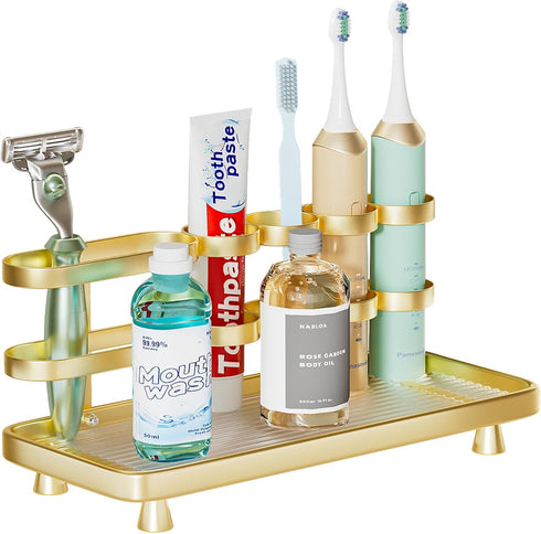 YOOLENS Electric Toothbrush Holder for Bathroom Countertop 5 Metal Slots Toothpaste Razor