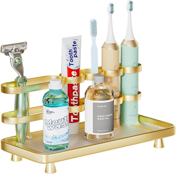 YOOLENS Electric Toothbrush Holder for Bathroom Countertop 5 Metal Slots Toothpaste Razor