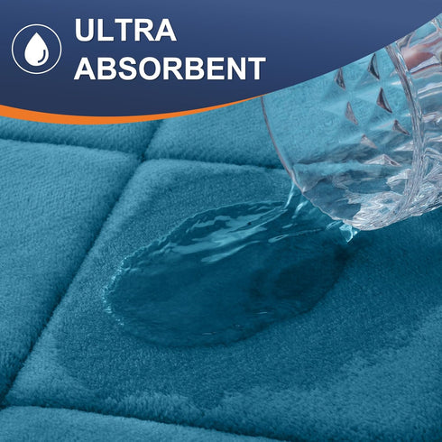 OLANLY Memory Foam Bath Mat 30x20, Ultra Soft Absorbent Bathroom Rug, Machine Washable Peacock Blue