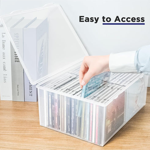 Plastic CD Storage Box, Store 40+ CDs, Clear CD DVD Storage Case by CollectHall
