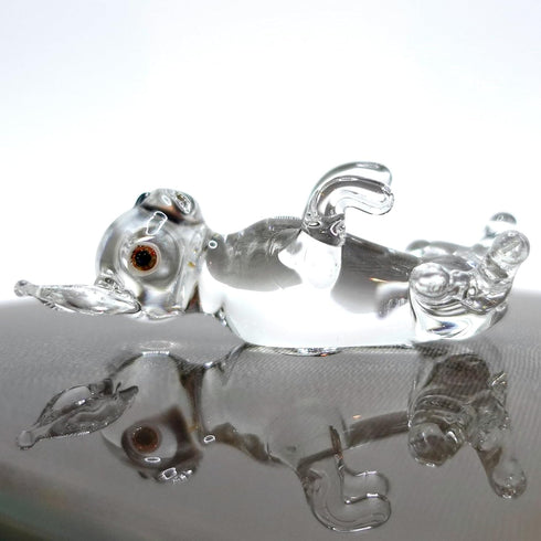 Chihuahua Miniature Tiny Figurines, Hand Blown Glass Art Animals, Collectible Dog-Lover Gift Home Décor (Clear)