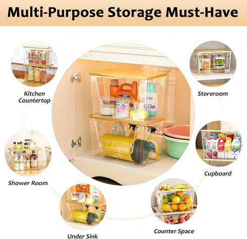 2 Set 4-13 (11-7/32"L*7" W*7-1/8"H) Delamu Pantry Organizers and Storage, Trash Bag Holder Under Sink Organizer for Gal